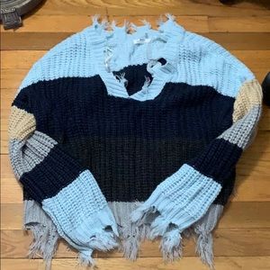 cool pattern fringe sweater